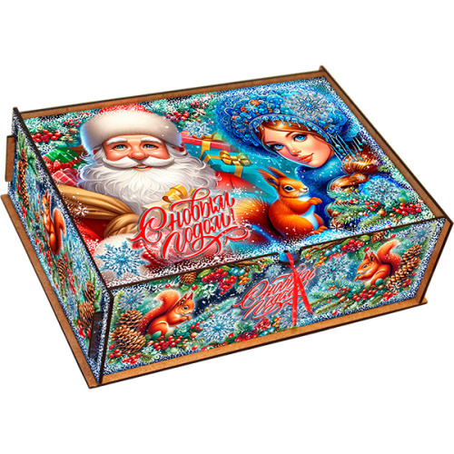 Шкатулка Дед Мороз и Снегурочка, 800г